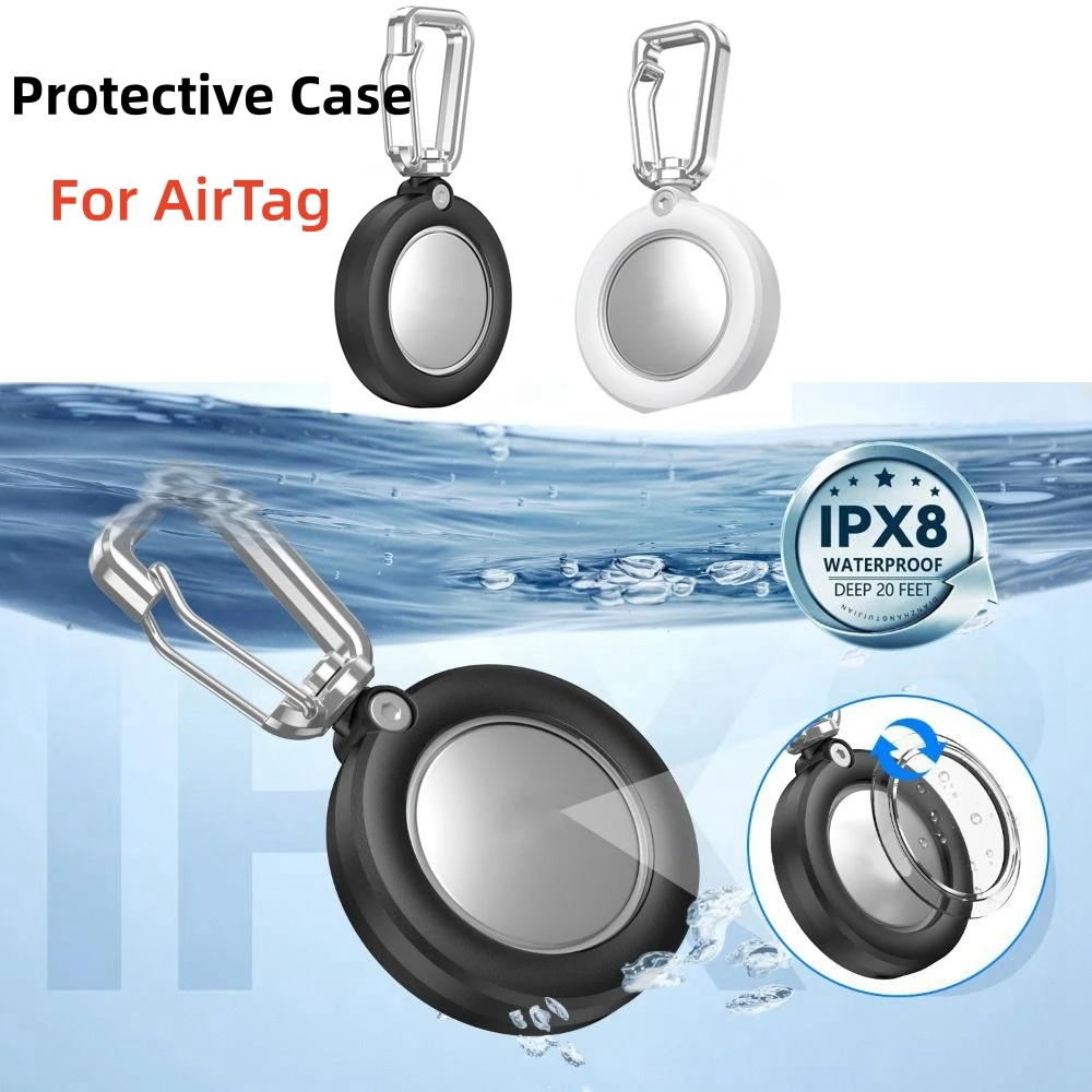 Full Protection for AirTag Case Anti-lost Durable Tracker Device Case Shock-proof Protective Cover Keychain Outdoor
