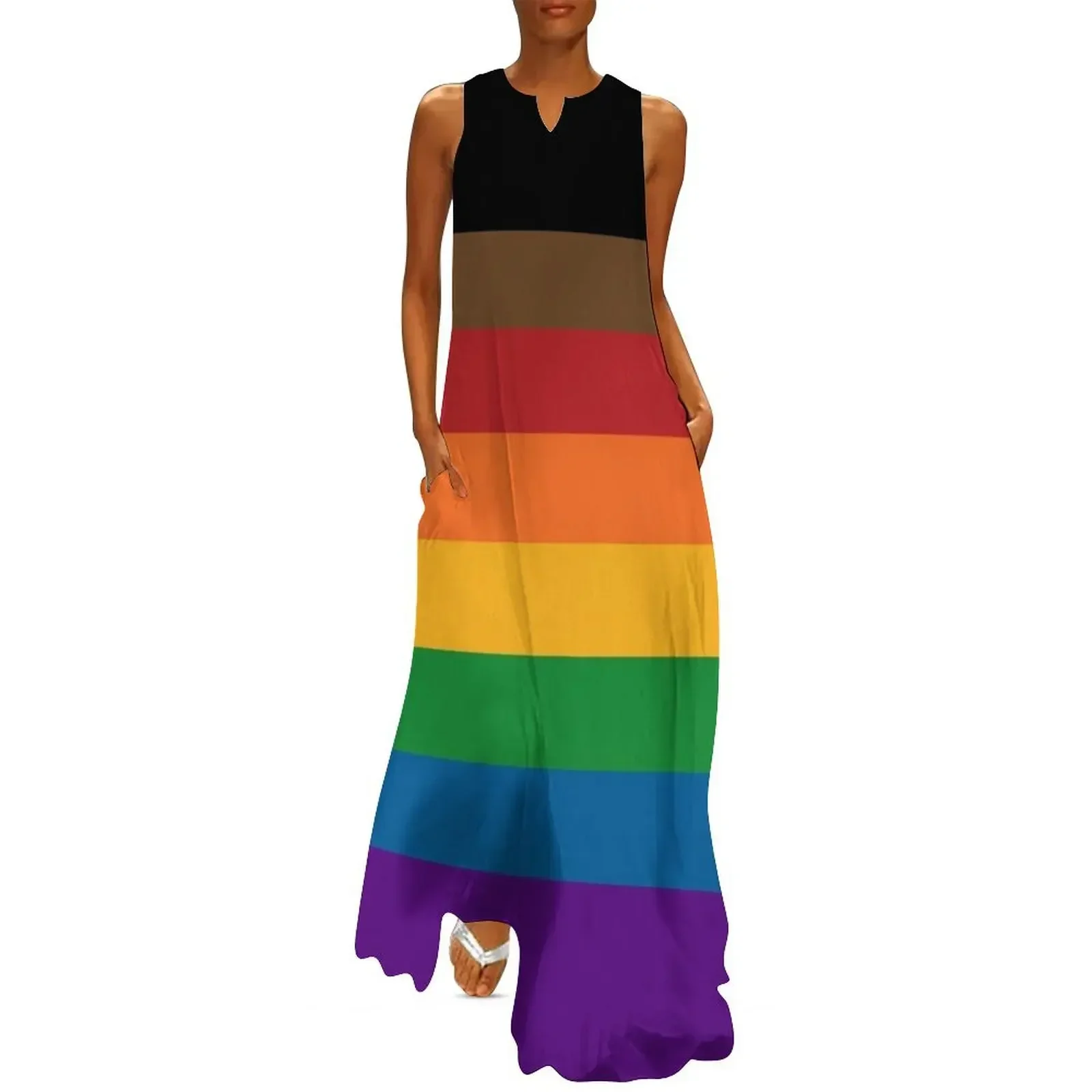

Seamless Repeating Inclusive Rainbow Pride Flag Pattern Long Dress dress for women Elegant gown clothes for women Dress
