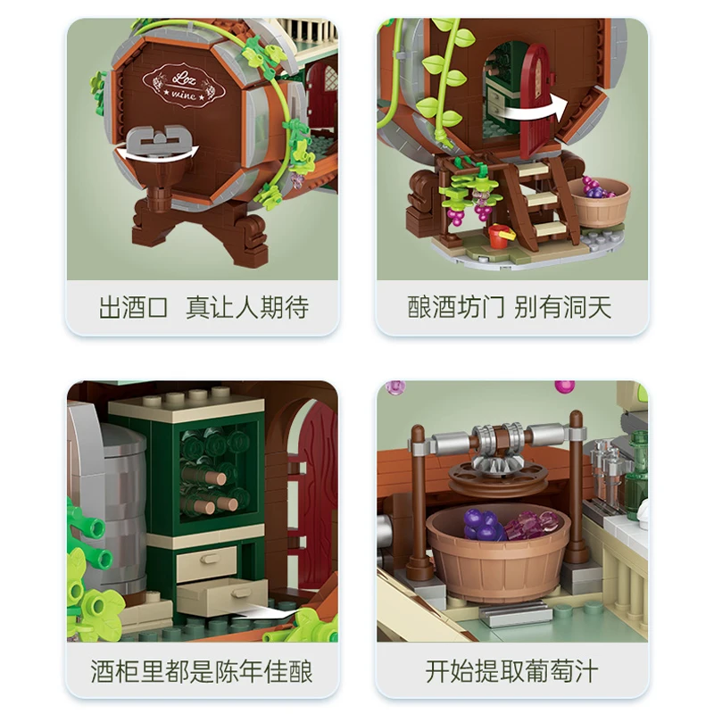 2024 Loz Creative Mini Brown Wine Barrel Building Block Idea Brewing Barrel Container Bricks Sets Decor Puzzle Toy For Kids Gift