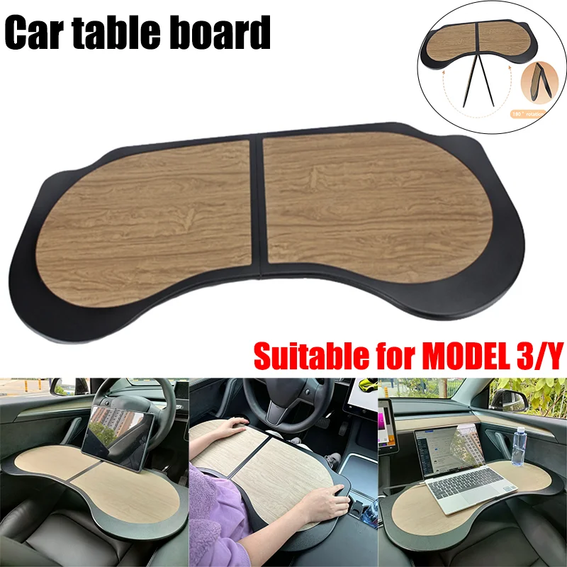 For Tesla Model3/Y Car Table Laptop Holder Board Folding Desk Meal Tray Easels Foldable Trestles Work Bench Plate Portable Mount