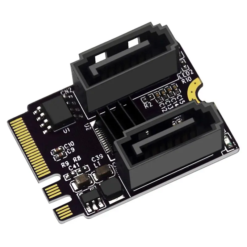 AED6-M2 To SATA3.0 Expansion Card KEY A + E WIFI M.2 To SATA Hard Disk Adapter Card Without Driver Installation JMB582 Chip