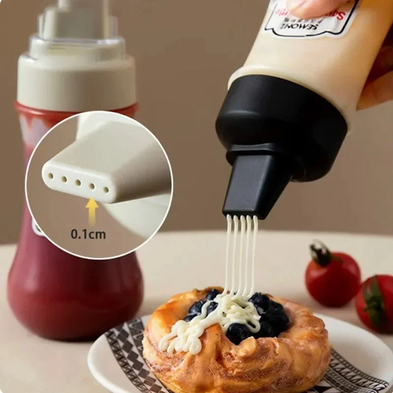 5-holes squeeze sauce bottle Ketchup mayonnaise bottle with nozzle Honey salad dressing dispenser kitchen supplies