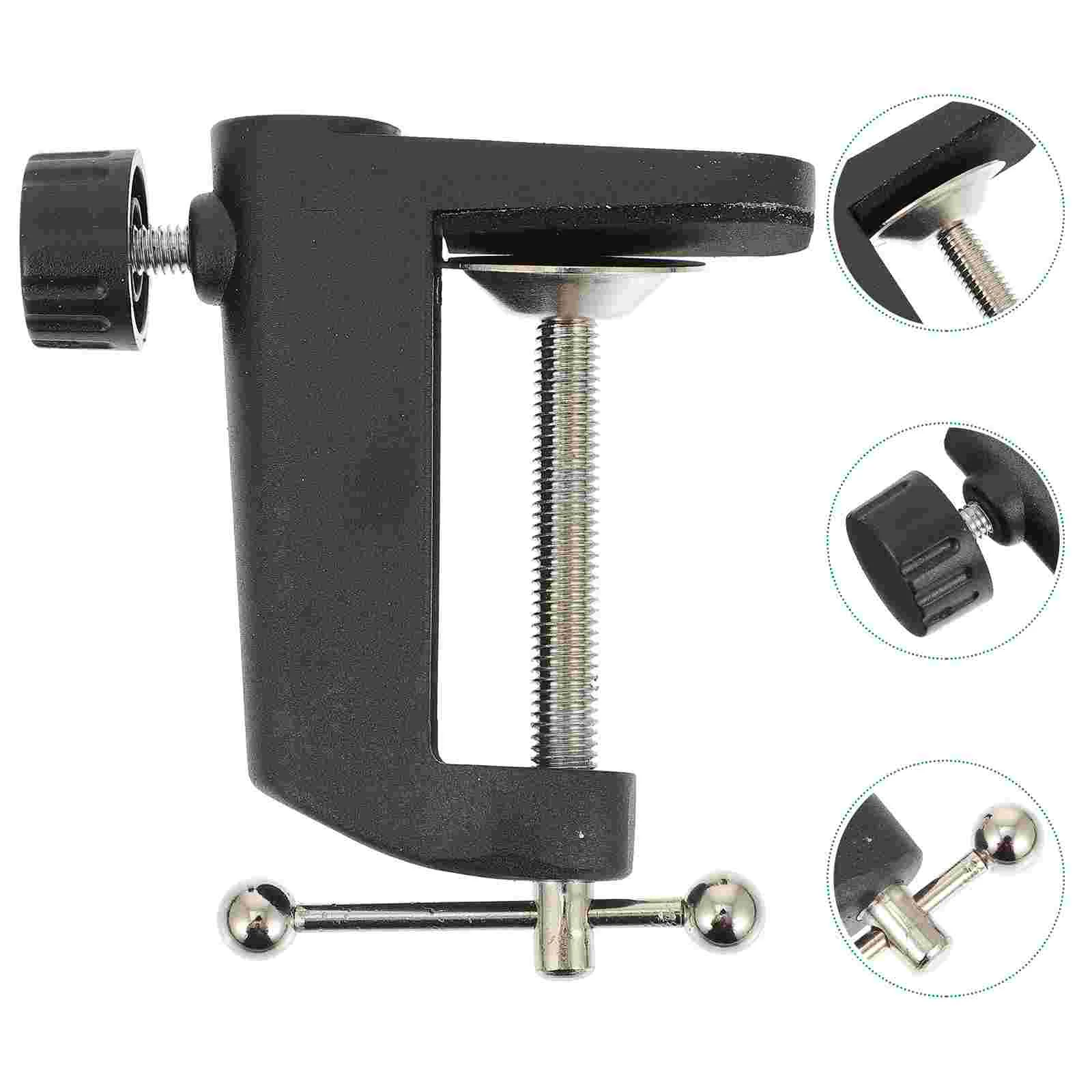 Bracket Stand Base Clip Microphones Desktop Holder Clamp Black Aluminum Table Mounting Adjustable