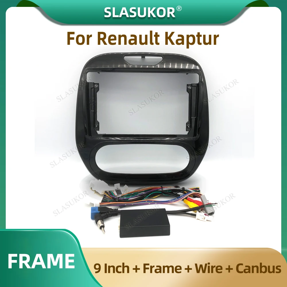 SLASUKOR 9 Inch For Renault Kaptur Captur 2012-2016 Car Radio Fascia Car Radio Panel Wire Sleeve Frame Dashboard Original