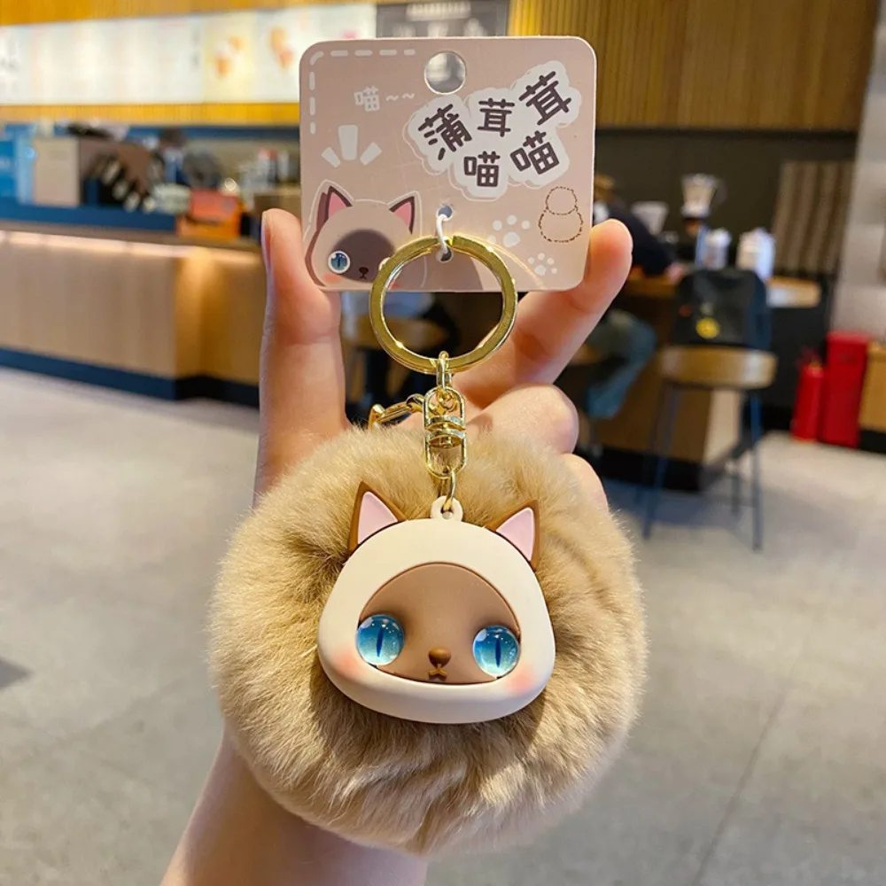 

Long Mane Cat Plush Pendant Big Ear Stuffed Plush Cat Keychain Bag Decor Simulation Rabbit Fur Cute Animal Keychain Kid Girls