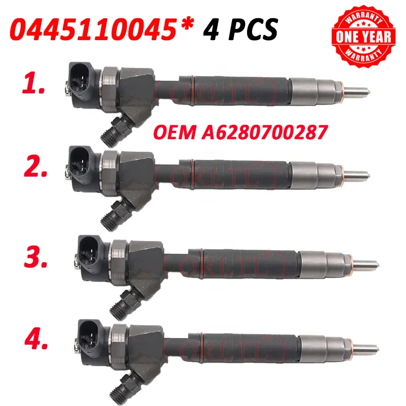 

4pcs Genuine Injector 0445110045 Fuel Nozzle 0 445 110 045 OEM 6280700287 A6280700287 A6280700187 6280700187 For Mercedes Benz