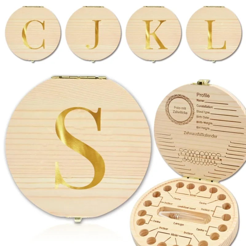 

Tooth Box Wooden Storage Kid Lost Teeth Saver Box Multifunctional Durable Suitable For Children Commemorate Tooth Letter Pattern