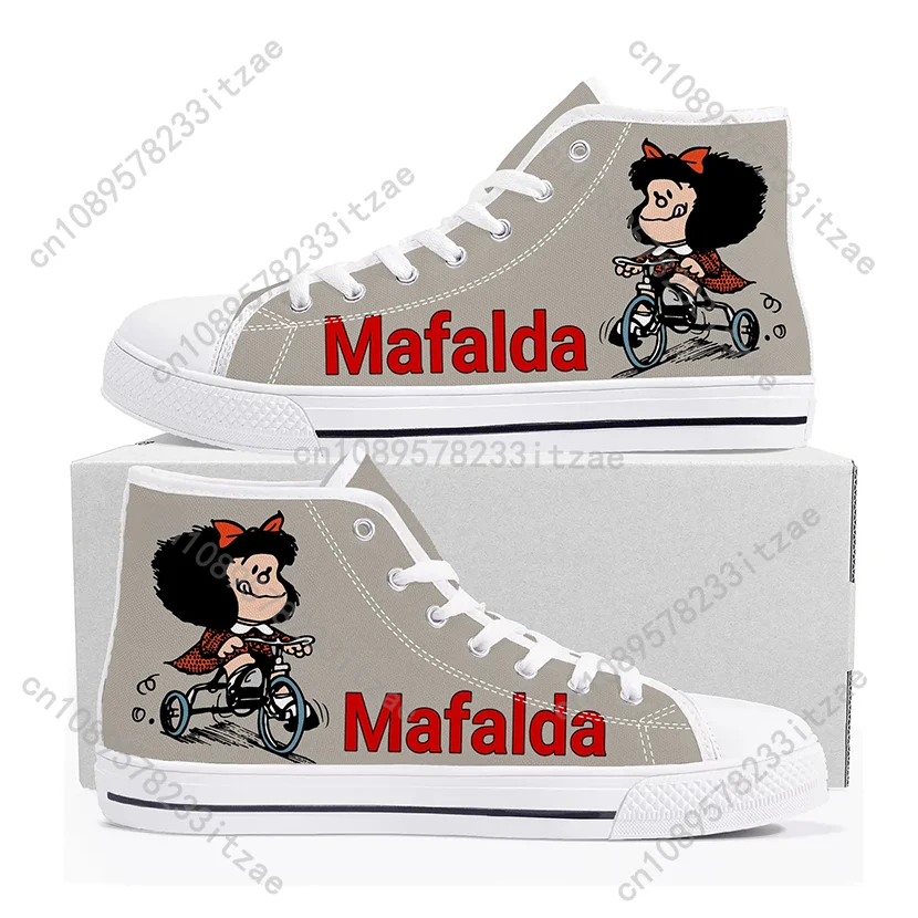 Hot Cartoon Role Mafalda High Top Sneakers Mens Womens Teenager High Quality Fashion Canvas Shoes Casual Tailor Made Sneaker