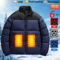 6 Heating Zones Smart Switch Electric USB Heated Cotton Jacket Control 3 Gear Adjustment Winter Outdoor Sportswear Heated Coat
