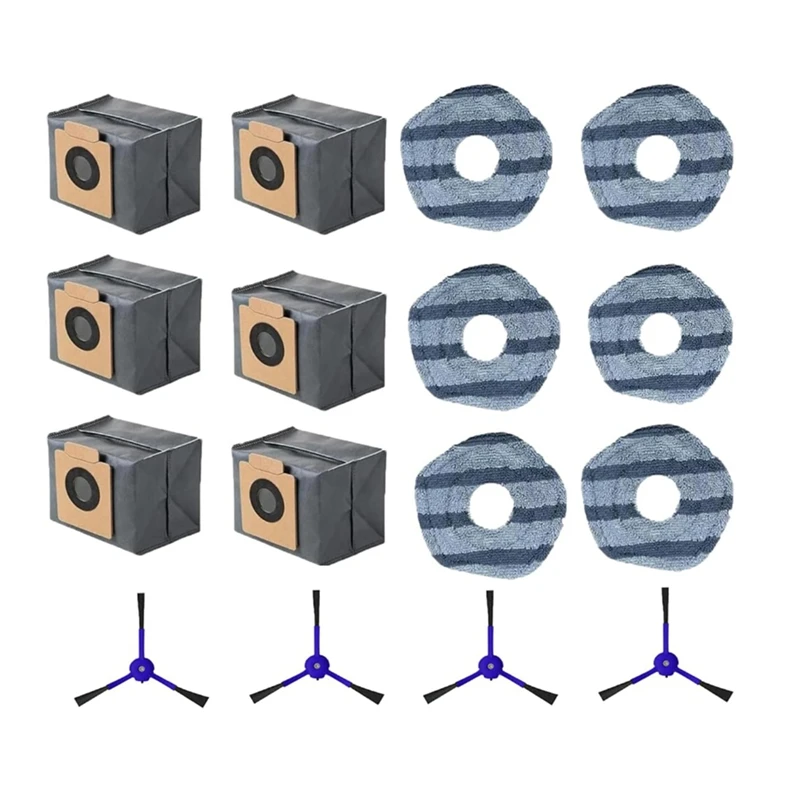 

【Berserkk】Vacuum Replacement Parts For Eufy X10 Pro Omni Robot Vacuum Cleaner Side Brushes With Bristles Dust Bags Mop Pads