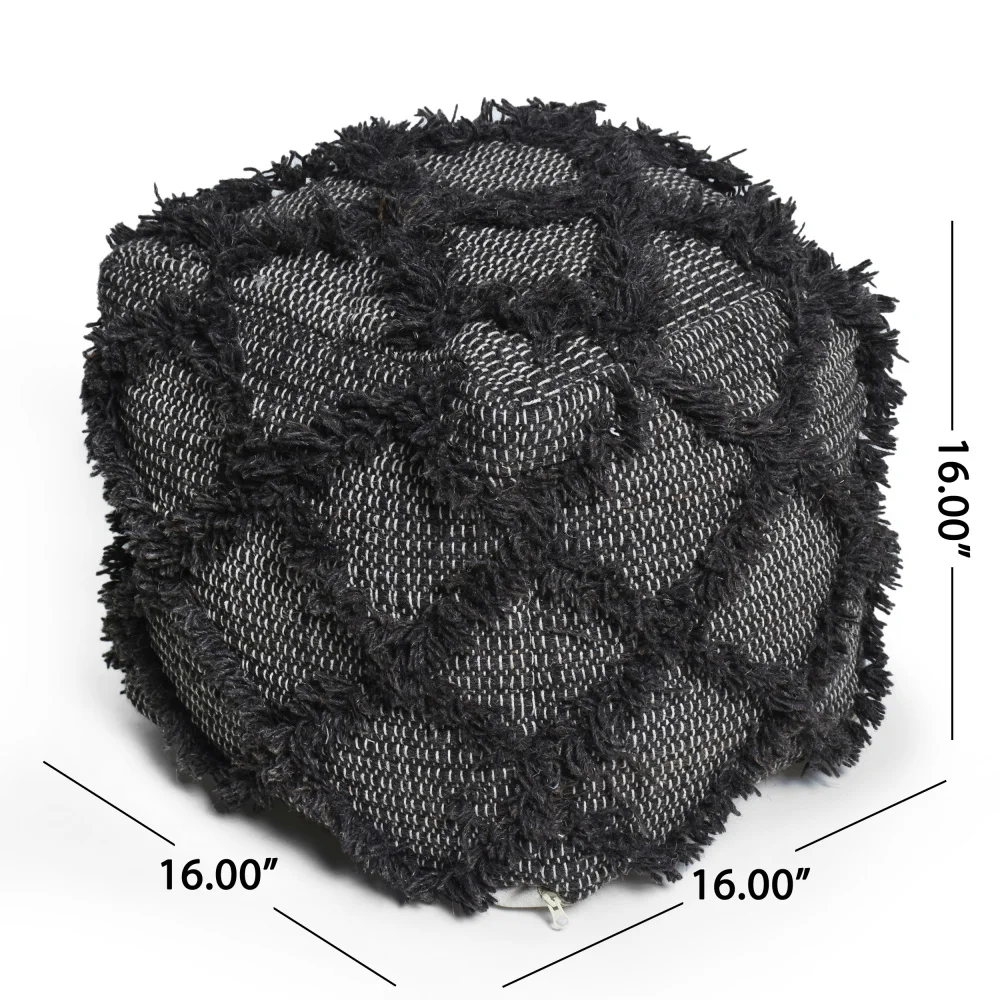 وسادة من الصوف والقطن مصنوعة يدويًا، لون بني، أثاث غرفة المعيشة، مقاعد وعثمانيين، سعة 200 رطل، خرز من البوليسترين.