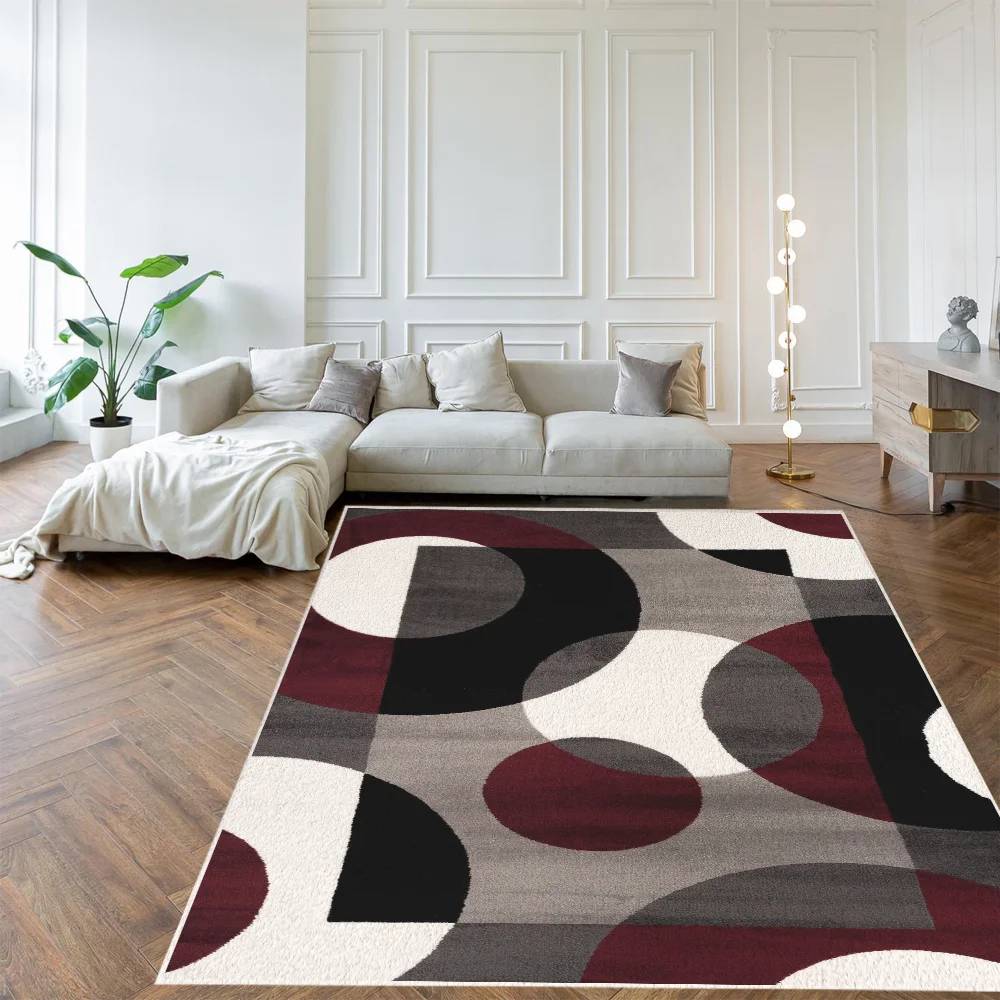 Modern geometric pattern bedroom decorative door mat, foldable washable starter mat, home living room floor mat.