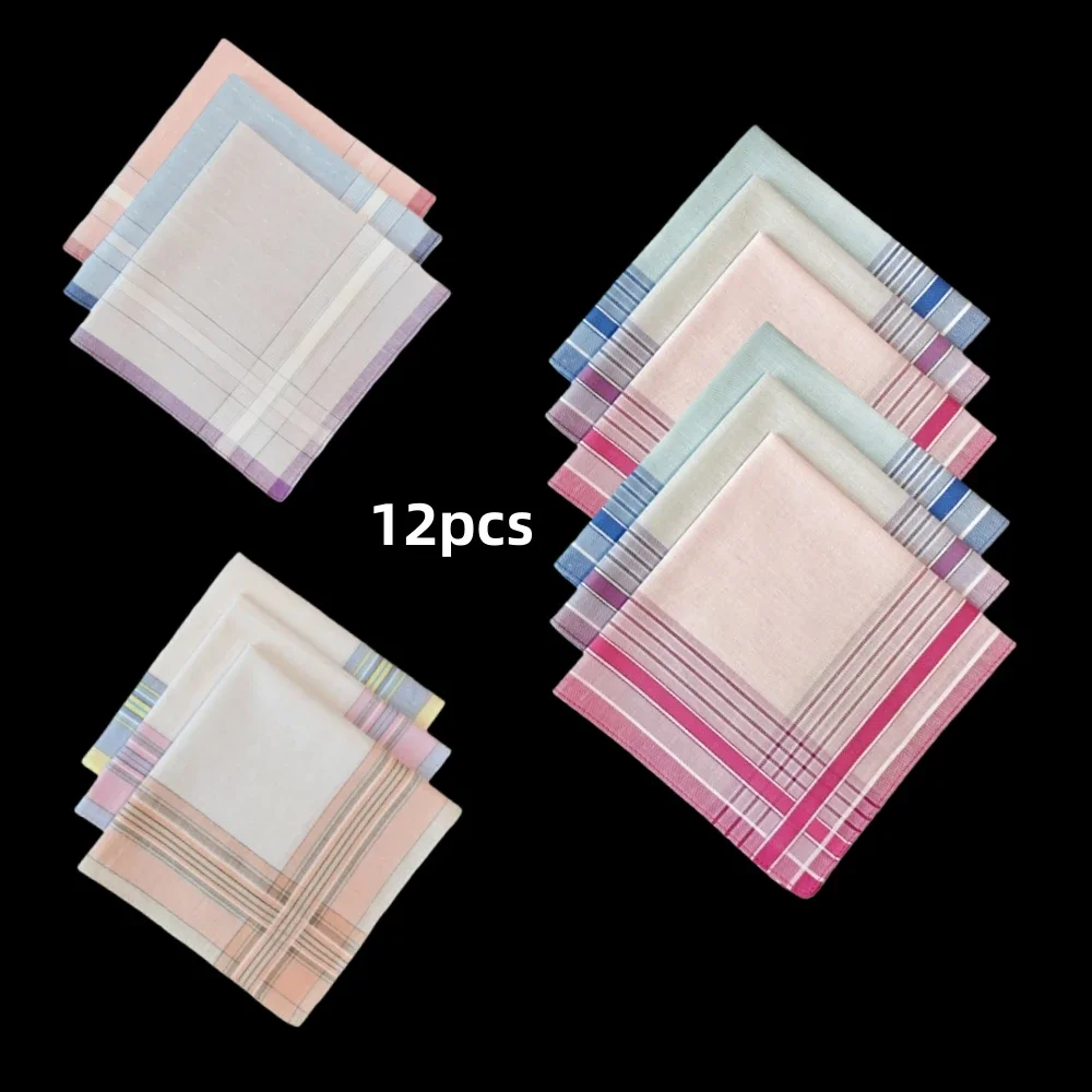 29CM/11.4in Cotton Jacquard Mini Handkerchief Universal Fashionable and Exquisite Decoration 9/12PCS, Thin Version