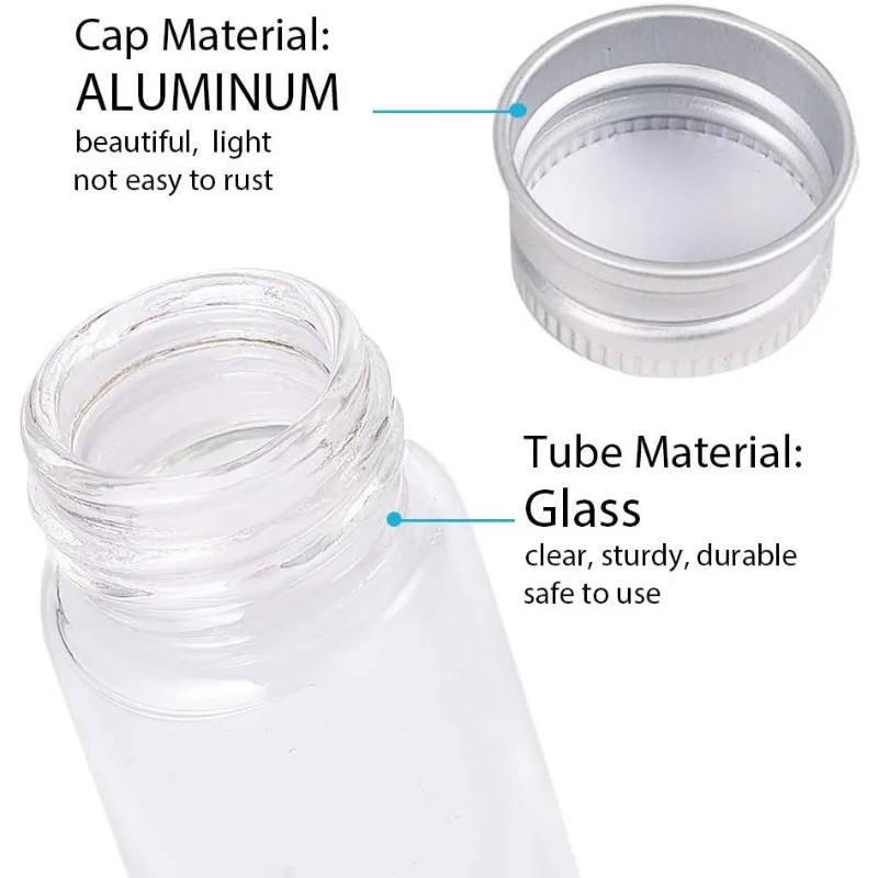 20 Pack 15ml/0.5oz Glass Bottles Sample Vials with Screwed Aluminum Caps for Wishing Message Bottle Sample Liquid Arts & Crafts