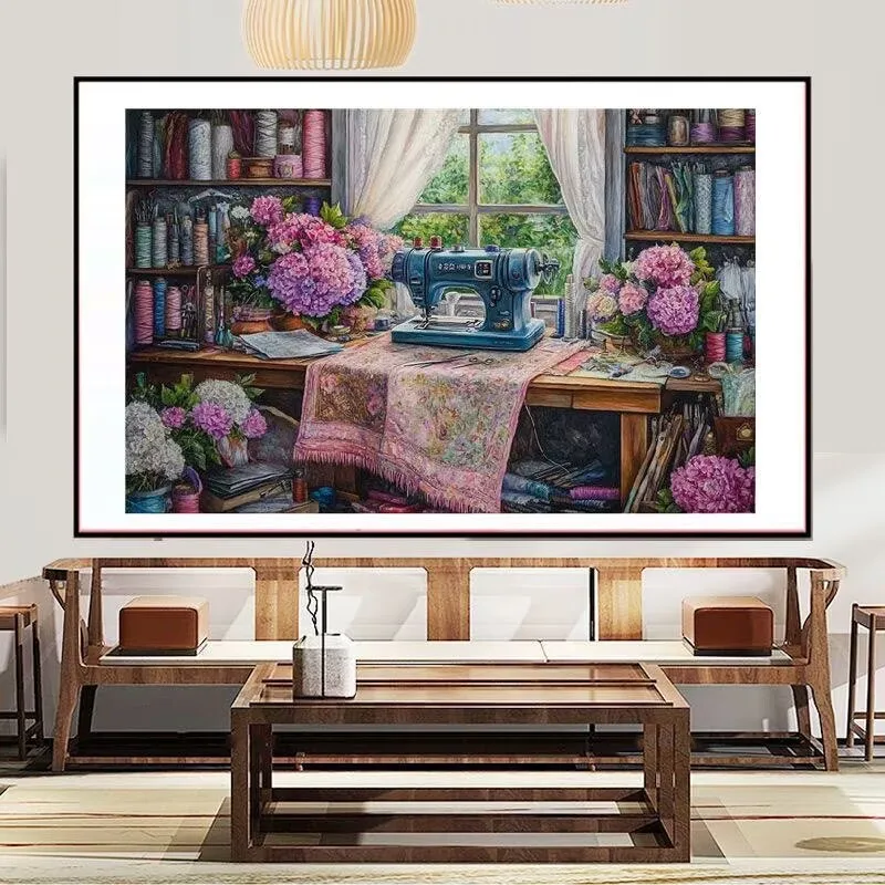 

Sewing Machine Room 9CT 11CT Embroidery DIY Chinese Style Printed Kits Cross Stitch Thread Needlework Sets Home Decor Crafts