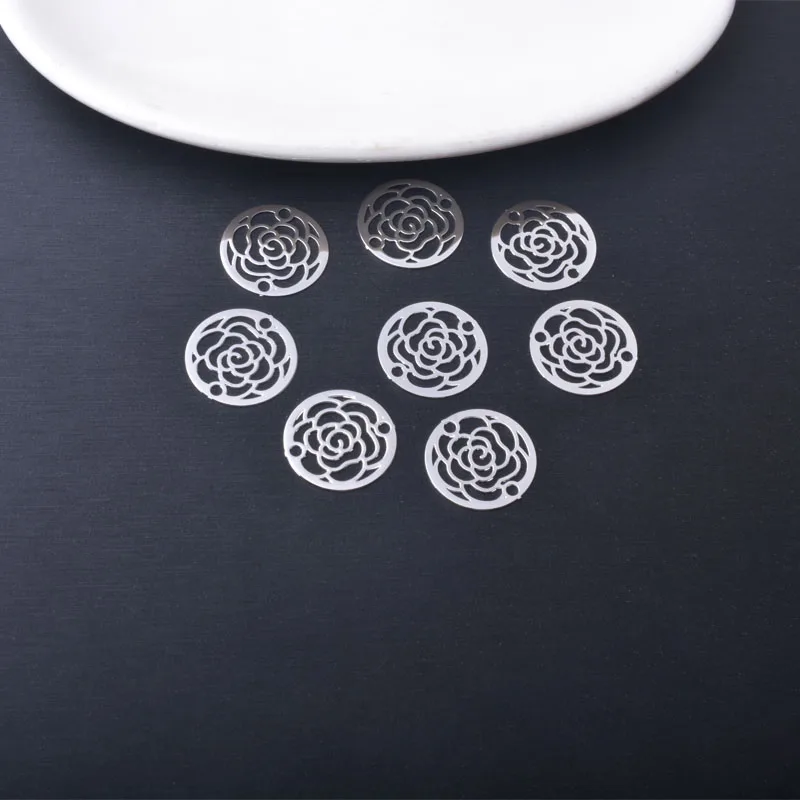 30 Stück AC6812 Messing-Filigran-Schmuck Rosenblüten-Verbinder Anhänger DIY Damen Ohrring Halskette Zubehör – Detail 3