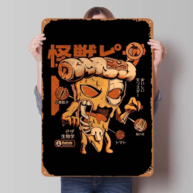 

Pizzazilla Xray Kaijus Poster Gaming Room Decoration Vintage Metal Tin Sign for Bar Restaurant Kitchen Wall Decoration Man Cave