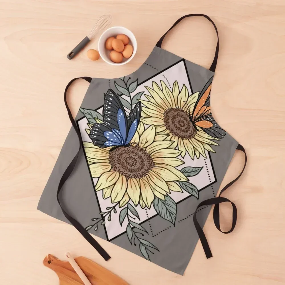 

Sunflowers and Butterflies Apron kitchen gadgets chef costume Household Items Useful cookings for women Apron