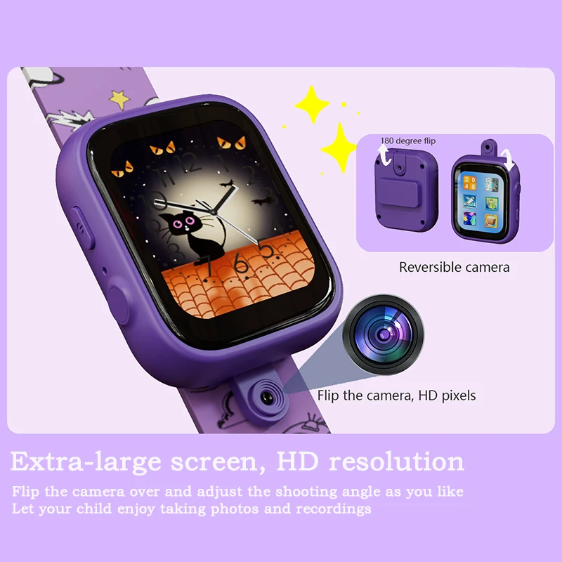 Children's Watch Large Screen Camera, Music Playback, Recording, Multi dial Entertainment Game, Children's Watch Birthday Gift