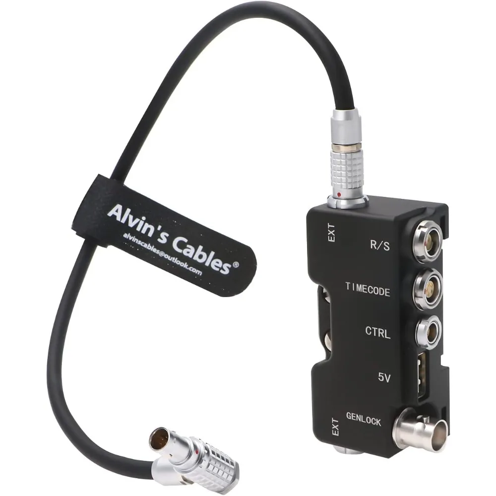 

Alvin’s Cables Breakout B-Box for RED-Komodo Camera EXT-9-Pin to Run-Stop|Timecode|CTRL|5V USB| Genlock-BNC Splitter-Box Black