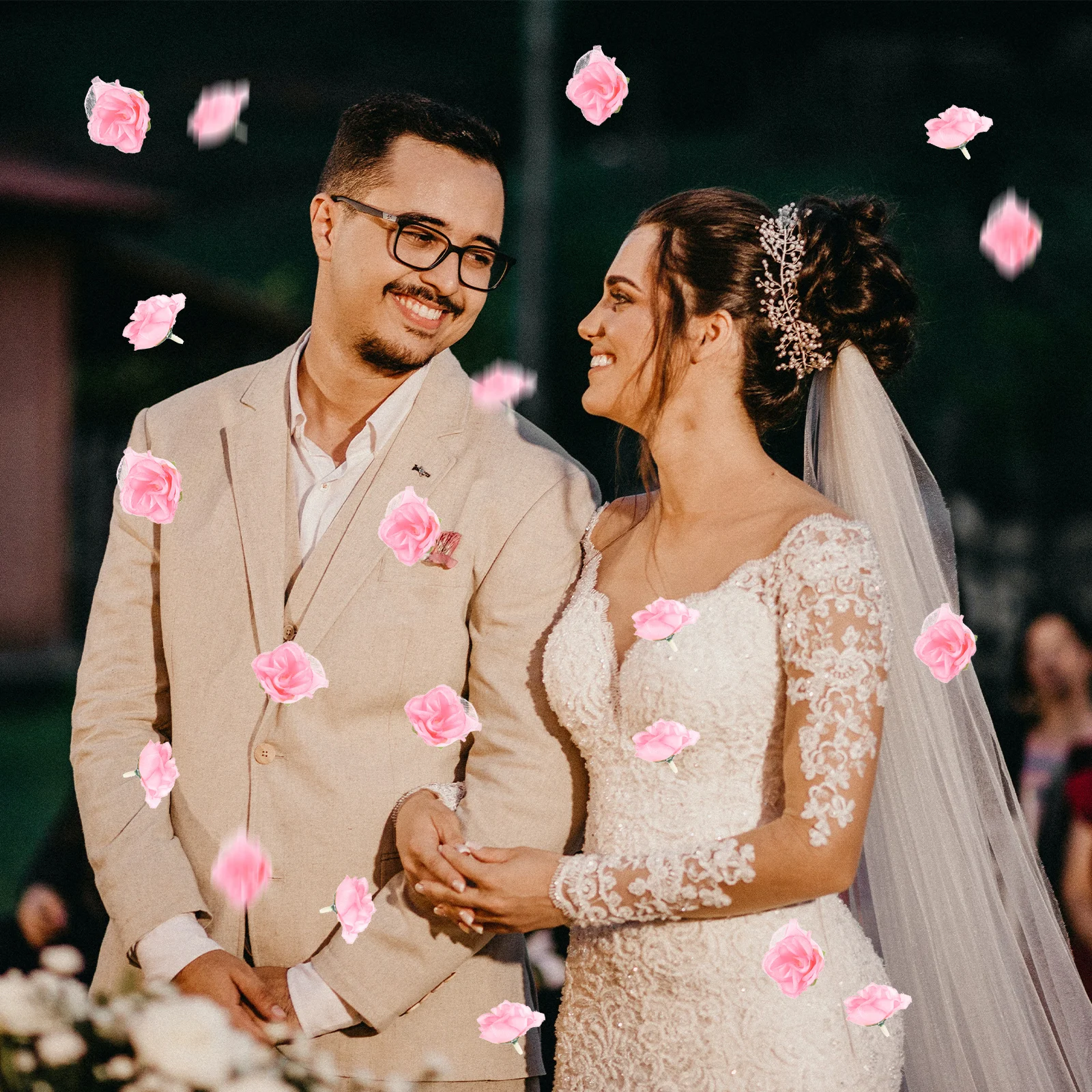 

50pcs Artificial Silk Rose Heads Pink 3cm Lifelike Silk Roses for Wedding Decoration Reusable Party SuppliesFlowers