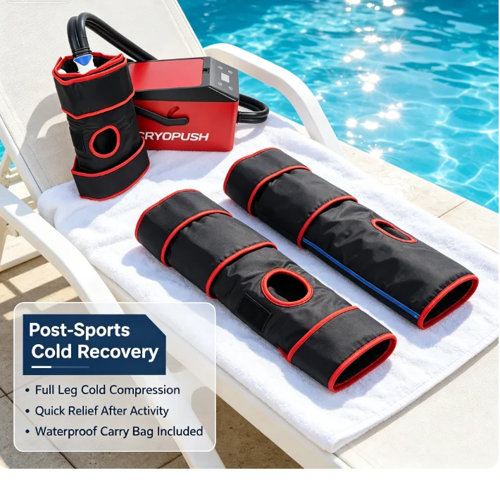 Hot Cold Therapy Circulation Device Full Leg Knee Cryo Compression Cuff System For Post‑Surgery Swelling Relief Treatment