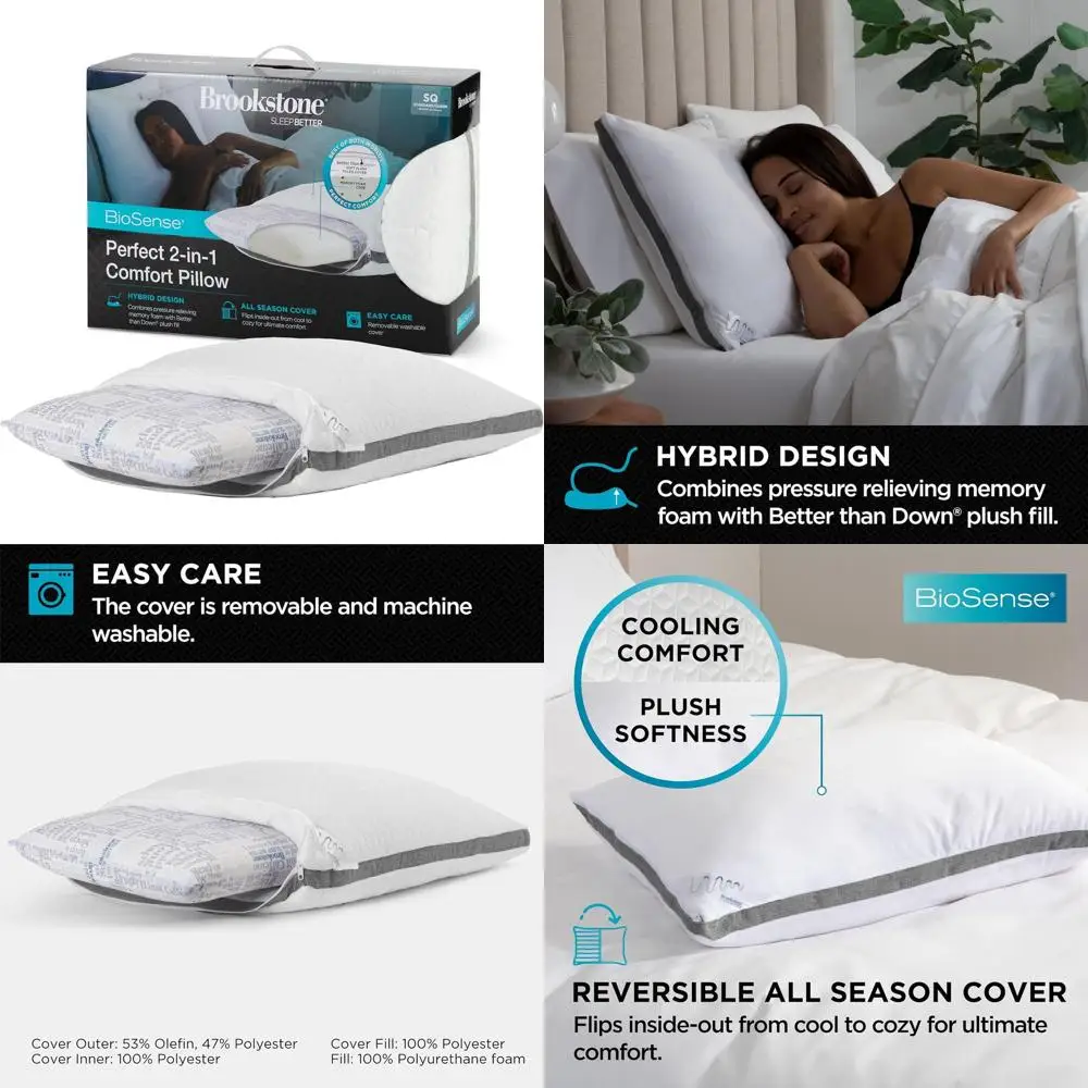 

Hybrid Memory Foam Pillow: Plush Comfort with Dual-Sided Temperature Control for All Seasons