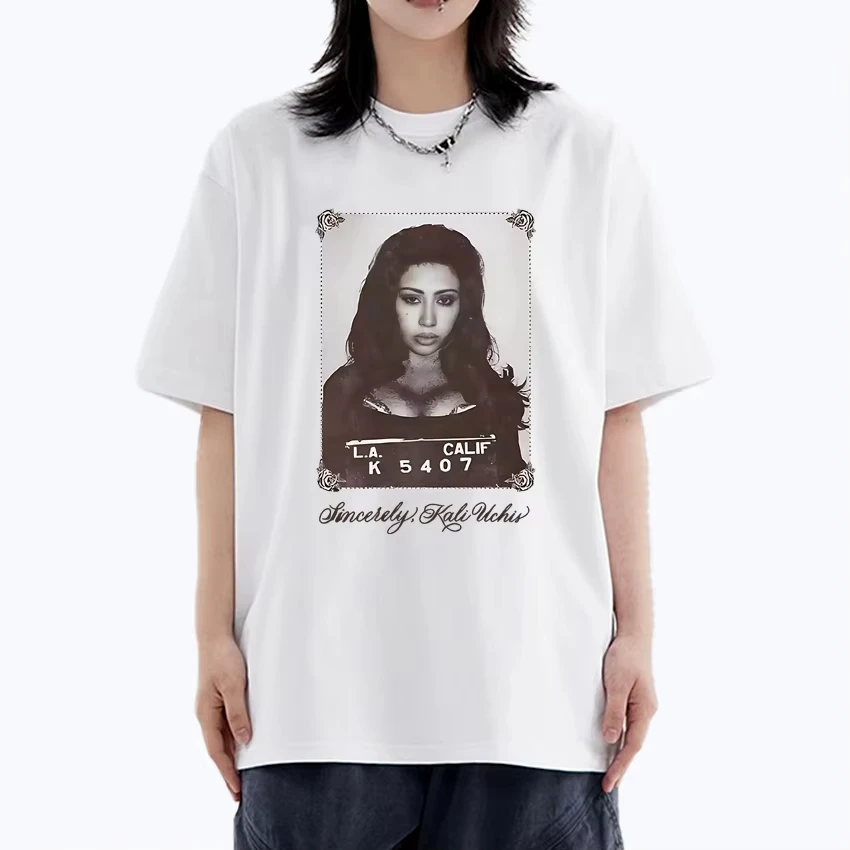 Camiseta KALI UCHIS Sincerely Photo de verano para hombre y mujer, camiseta de manga corta con estampado, camiseta de algodón Vintage Unisex de talla grande