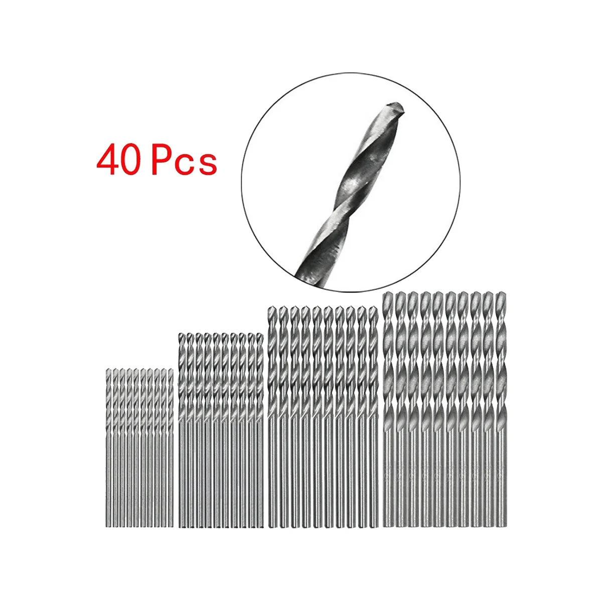 عالية السرعة الصلب بناء مجموعة مثقاب ، مثقاب صغير ، HSS بت ، مستقيم ثنائي الفينيل متعدد الكلور ، 0.5 مللي متر-2.0 مللي متر ، 40 قطعة