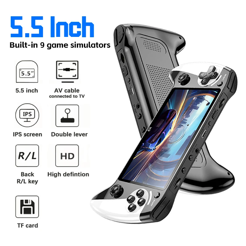 X9 Retro Handheld Video Game Console 2000+ Games 1500mAh 5.5-Inch IPS Screen Mini Portable Handheld Video Player 8GB Kids Gift