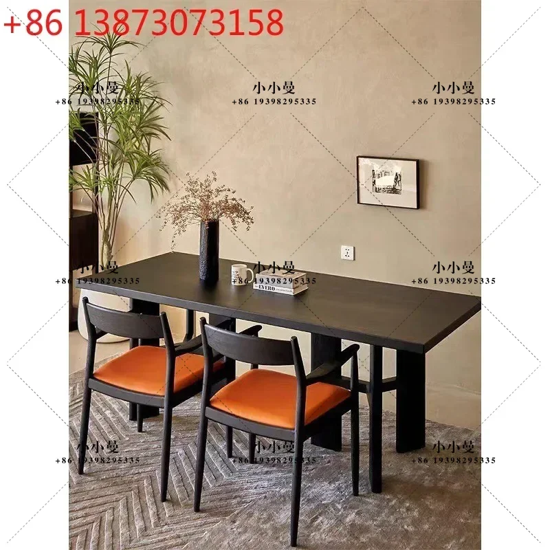 French pure solid wood small apartment simple workbench modern rectangular table