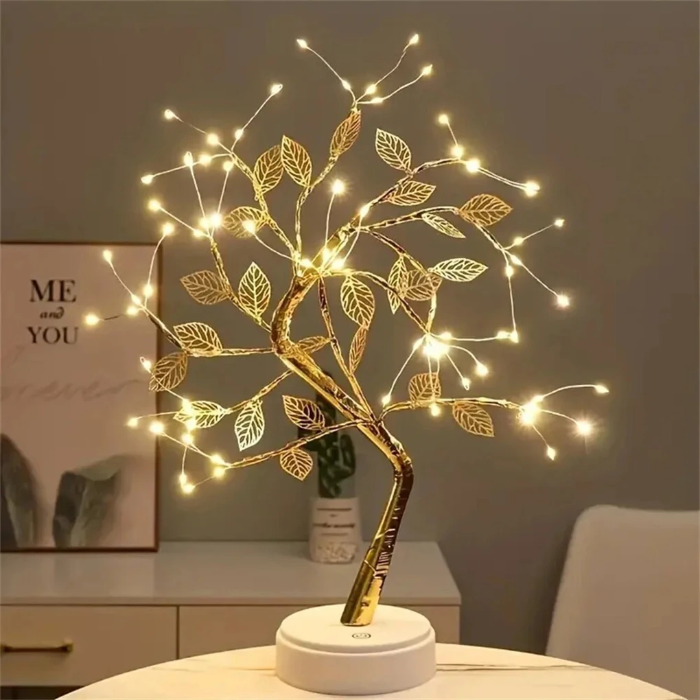 36/72 LED Rose Leaf Table Lamp USB Golden Leaf Light Night Lights Home DIY Party Wedding Bedroom Decoration Mother’s Day Gift