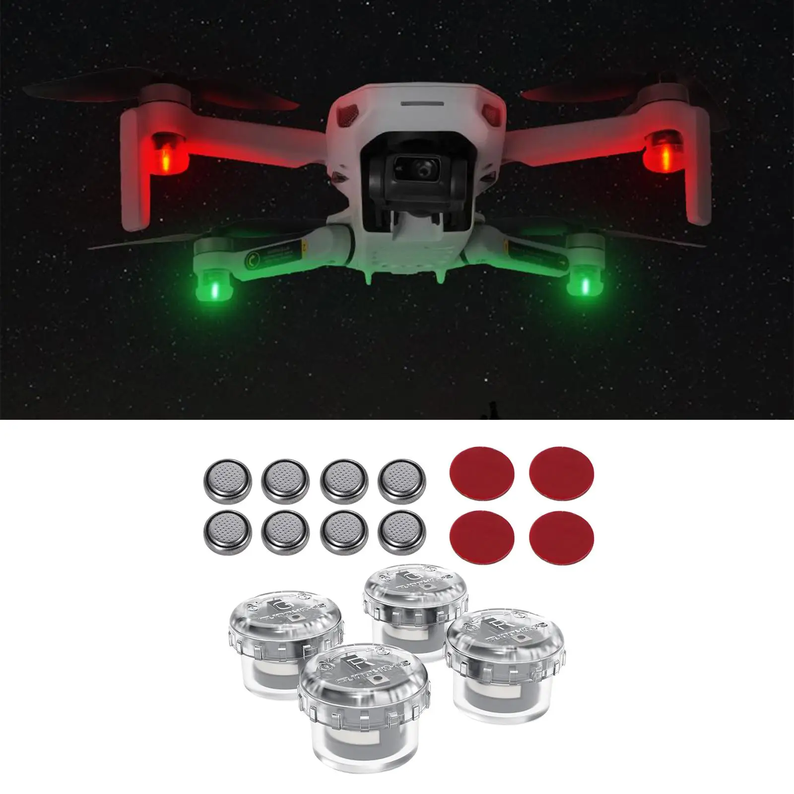 4x LED Luce di volo notturna Segnale di luce lampeggiante notturna Estensione indicatore di allarme per DJI Mavic Mini 2/ Mavic Air 2 / Mini