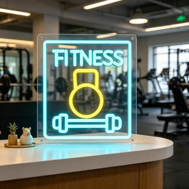 

Fitness Neon Sign LED Kettlebell Dumbbell Gym Wall Art USB Night Light Aesthetic Decor for Workout Motivation Sport Lover Gift