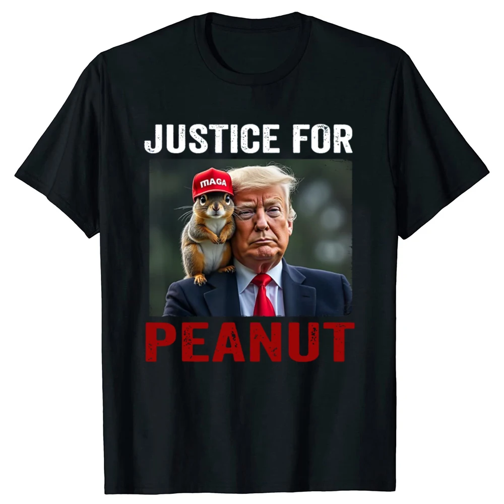 Funny Justice for Peanut The Squirrel Graphic T-shirts Men Women's Fashion Casual Tshirt 100% Cotton Loose Oversized T Shirt