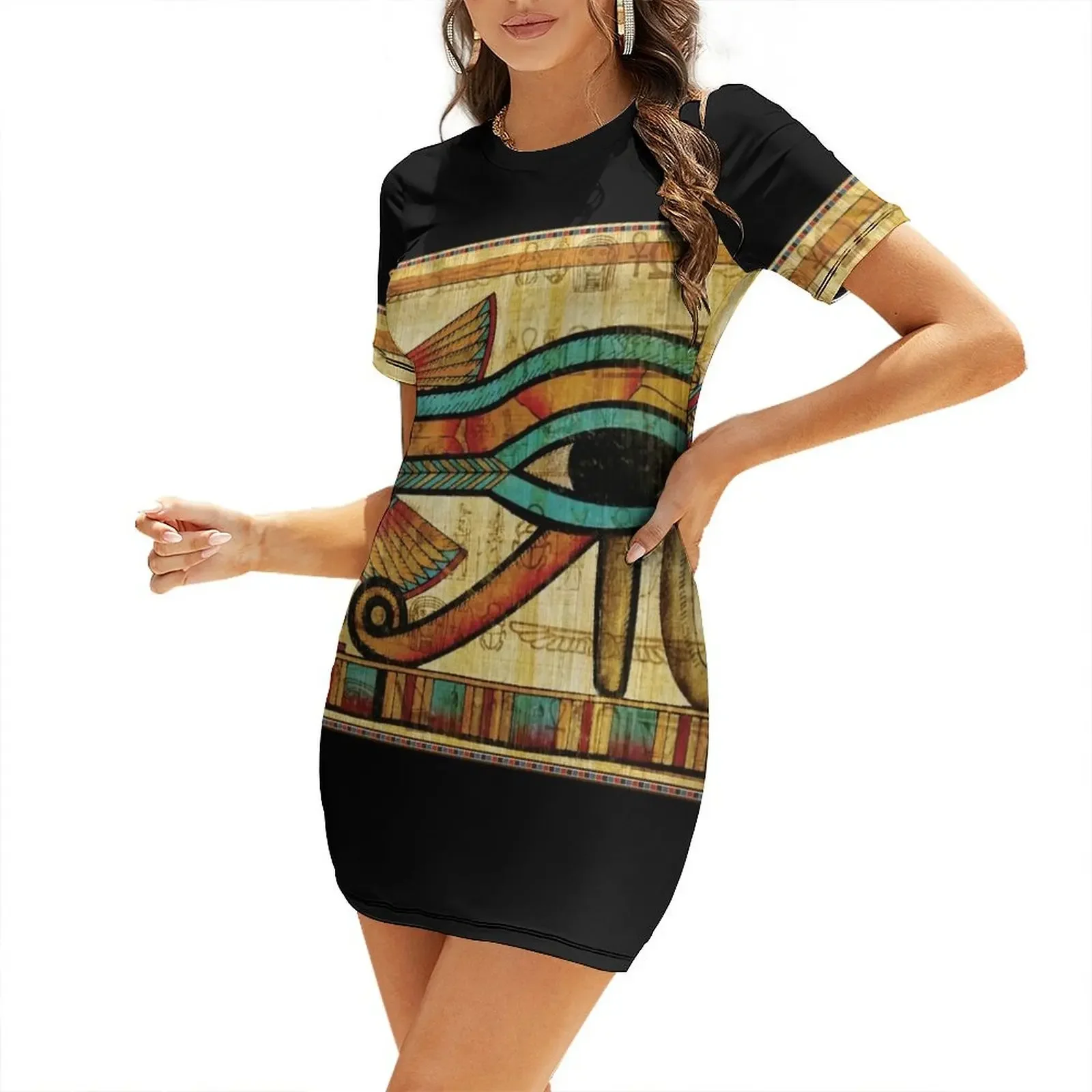 

Eye of Horus Papyrus Short-Sleeved Dress elegant party dress for women 2026 african dresses for woman birthday dresses for women