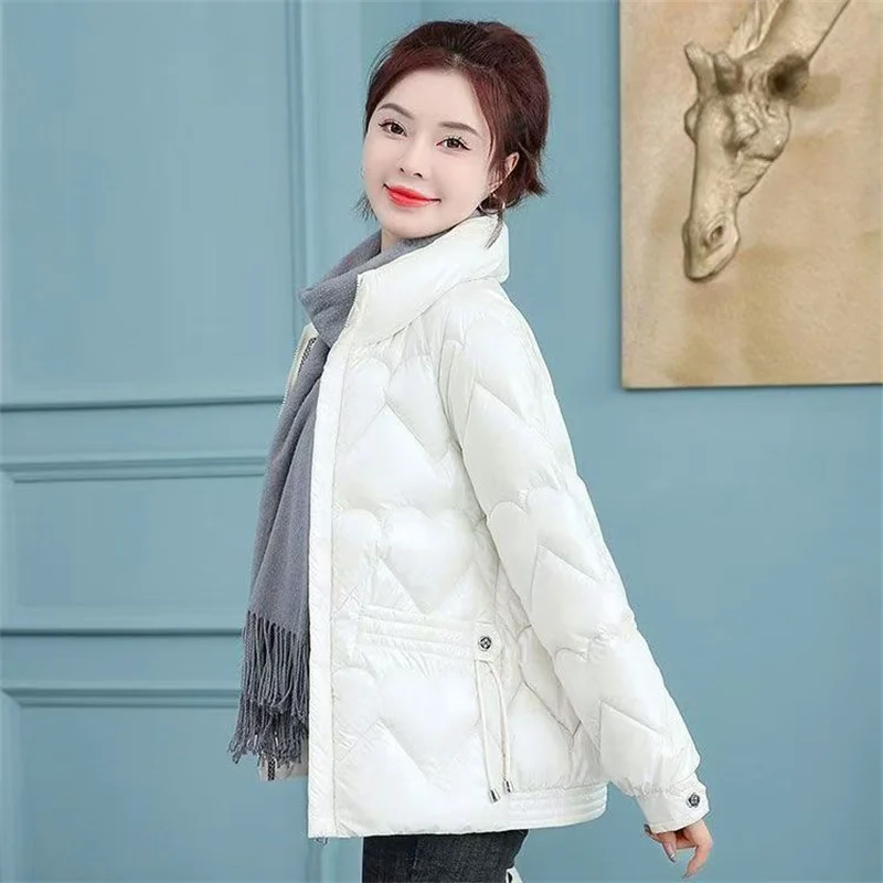 Autumn And Winter Cotton-padded Coat 2024 New Bright Heart Cotton-padded Coat Bright Thick Short Loose Korean Cotton-padded Coat