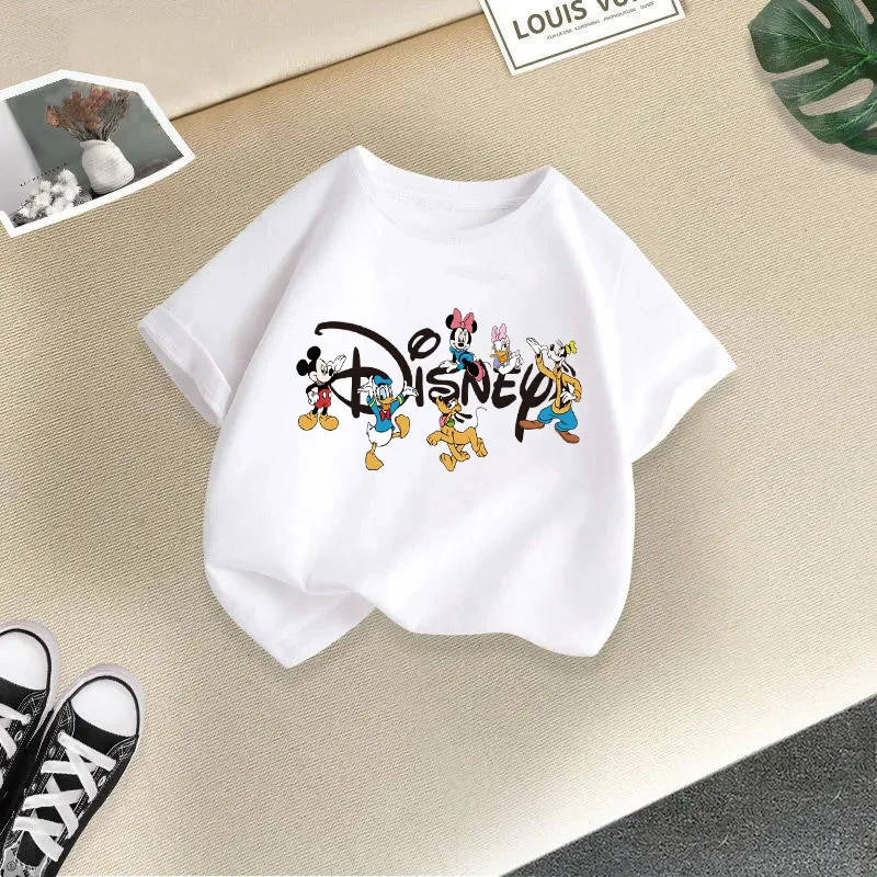 Summer Kids Cartoon Spring Cotton T-shirt 2023 Boy Girl Baby Print Minnie Donald Duck Mickey Mouse Cute Clothes T-shirt