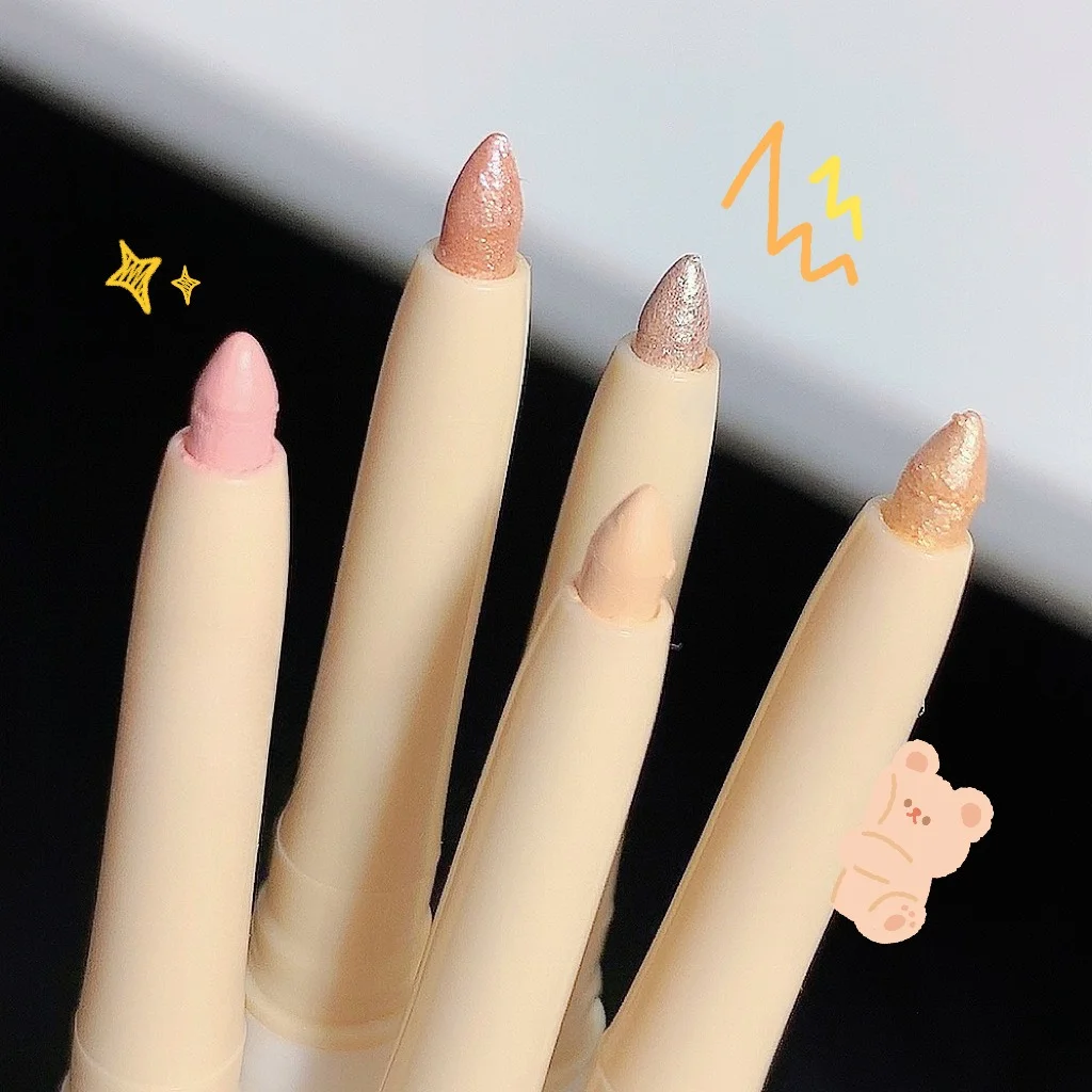 Pluma de maquillaje de ojos de doble cabezal, lápiz resaltador, delineador de contorno líquido desnudo, barra abrillantadora de ojos, bolígrafos de maquillaje multifuncionales, 2 uds.