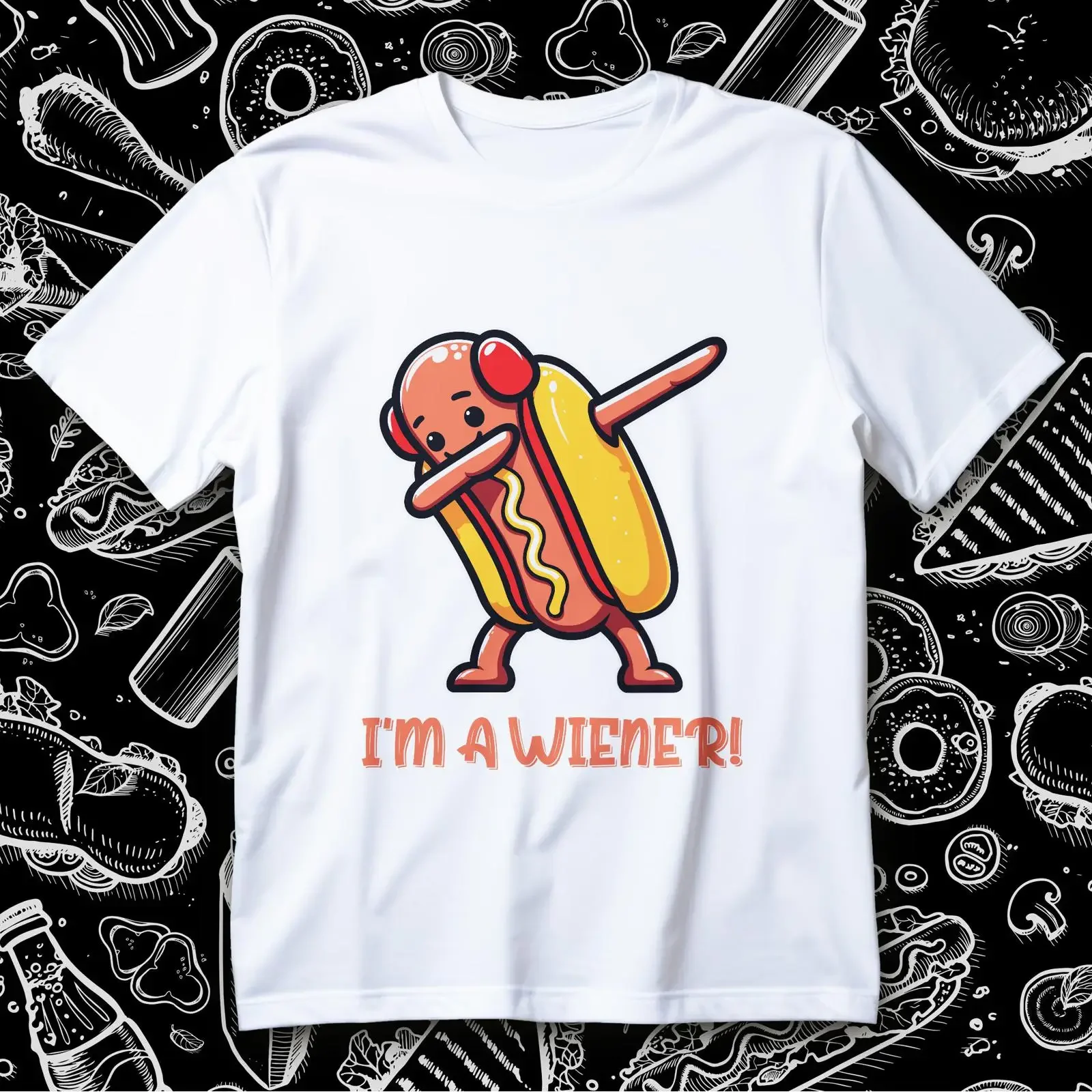 I'm A Wiener Dabbing Hot Dog T Shirt Funny BBQ Pun Cute Kawaii Sausage Summer Cookout Grilling  vintage Washed graphic