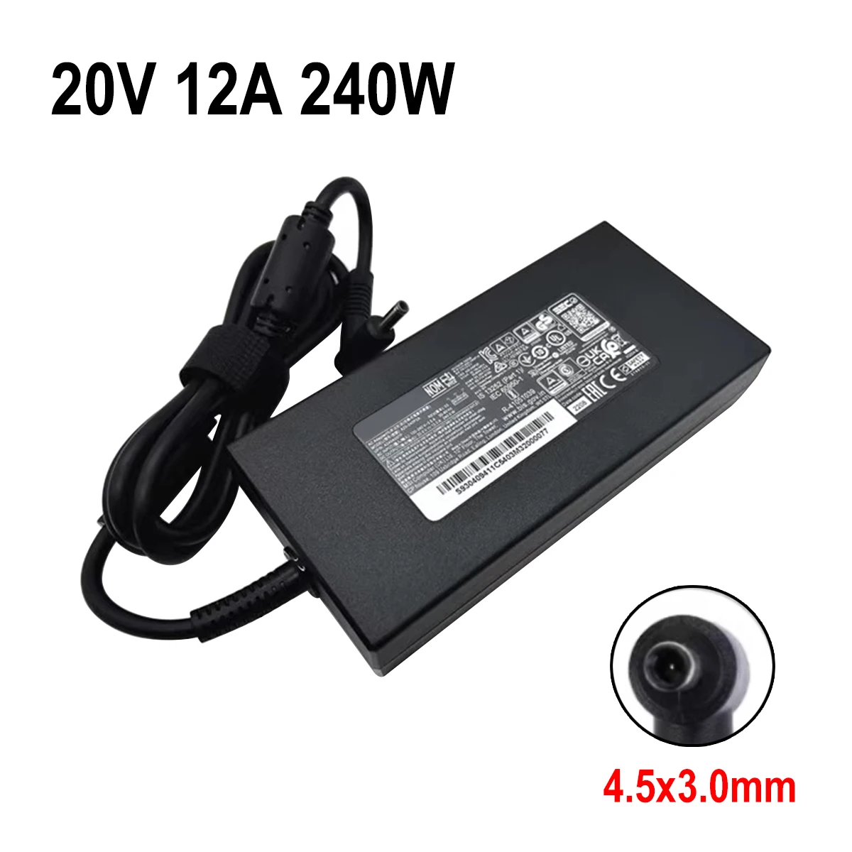 

240W 20V 12A Laptop Power Adapter Charger For MSI Delta 15 15 A5EFK 15001 GS66 GF66 GF76 GL66 GL76 12U Sword 15 Crosshair 17 15