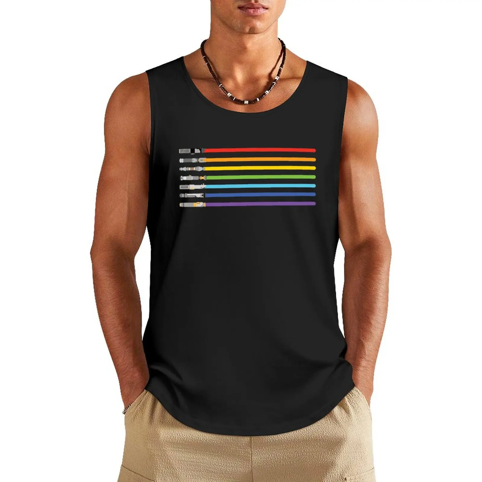 Rainbow Lightsabers Tank Top Men's singlets men gym T-shirt male Men's t-shirts