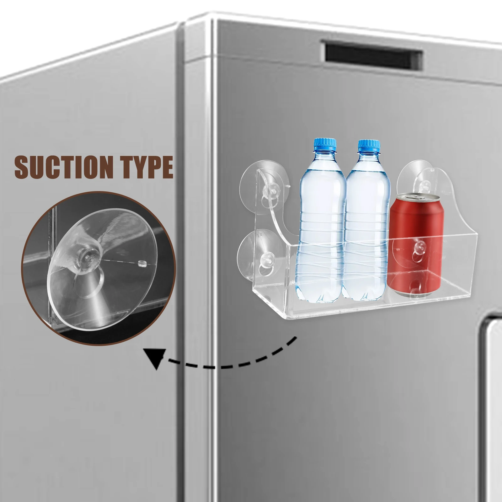 

Drink Holder Organizer for Fridge Coffee Syrup Rack Beverage Suction Cup Spice Shelf Storage Shelves