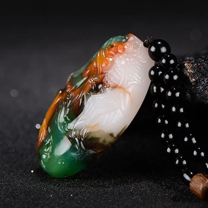 Xinjiang Hetian Jade Jade Carved Carp Original Stone Handpiece Pendant Men Have More Than One Pendant for Years