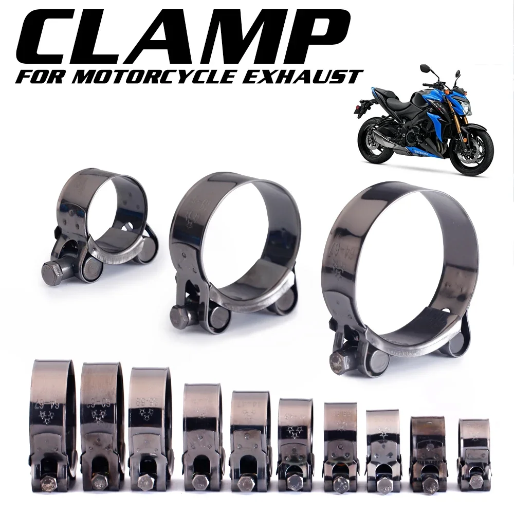 26-67mm Stainless Steel Motorcycle Exhaust Blue Clamp Clip For Slip-on Motorcycle Muffler Clamp Kit