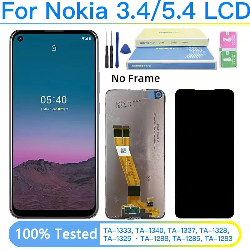 Écran LCD de 6.39 pouces pour Nokia 3.4 5.4, écran tactile numériseur TA-1288 TA-1285 TA-1283 TA-1333 TA-1340, avec cadre