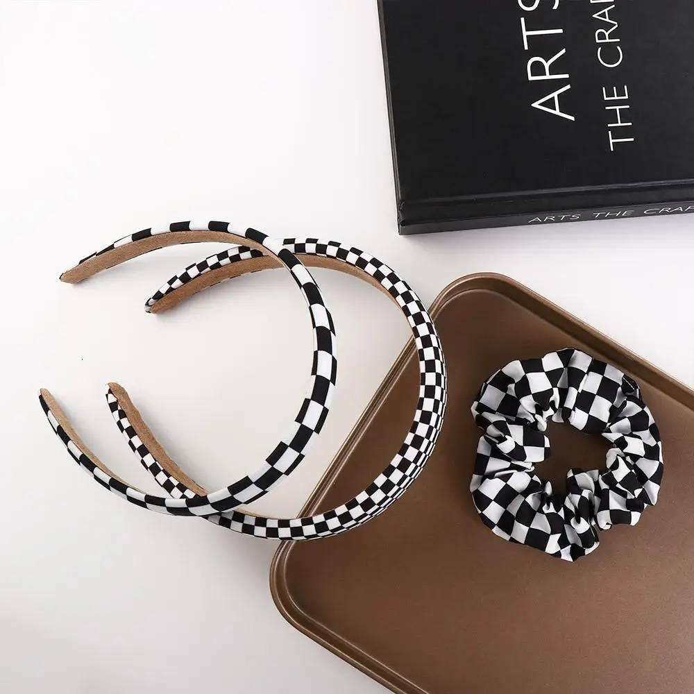 

Vintage Hair Rope Rings Non-slip Grid Plaid Ponytail Holder Checked Hairbands Korean Style Scrunchies Women Hair Hoop