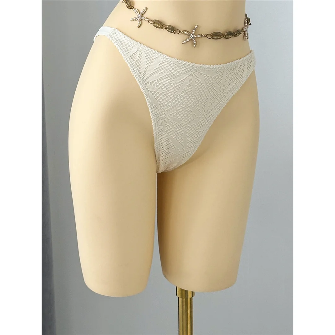Mit Hosen, Blättern und Halterneck-Bikini, Damen-Badeanzug, dreiteiliges Bikini-Set, Badebekleidung, Badeanzug, Schwimmanzug V8164 – Detail 19