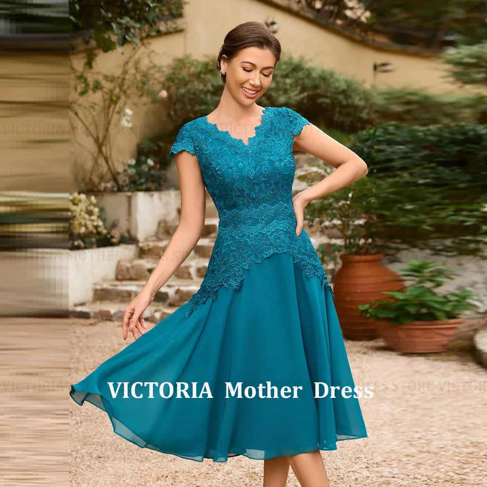 

VICTORIA Customized Classic Mother of the Bride Dresses 2026 A-Line V-Neck Lace Formal Wedding Guest Gowns Short Evening Dresses