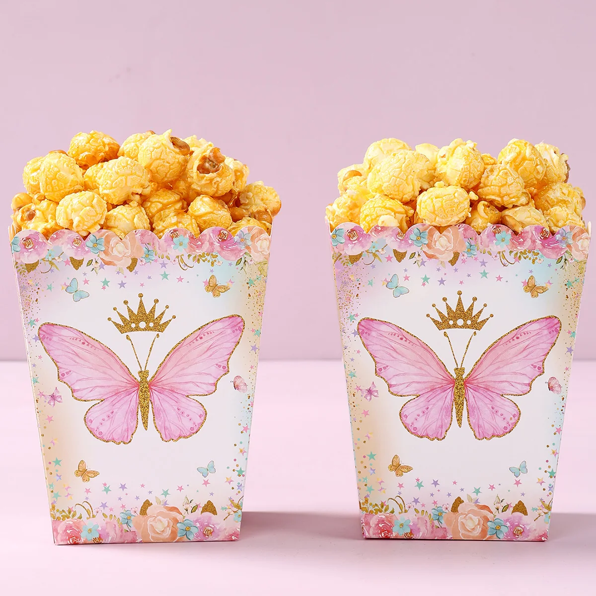 Pink Purple Butterfly Popcorn Box Candy Box Butterfly Birthday Party Decor Kids Girl Wedding Birthday Party Supplies Baby Shower